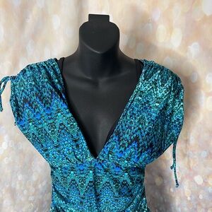 Mazu Swim Grecian Skater Ruched One Piece Swimdress Sz 12 Sold Out